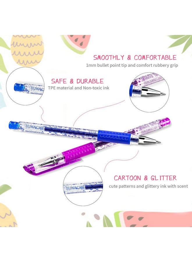 sunacme Fruity Scented Gel Ink Pens, 12 Assorted Colorful Gel Pens For Drawing, Writing, Coloring At School & Home  - Image 3