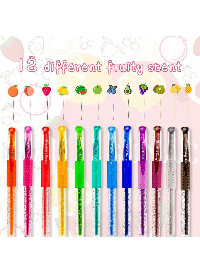 sunacme Fruity Scented Gel Ink Pens, 12 Assorted Colorful Gel Pens For Drawing, Writing, Coloring At School & Home  - Image 2