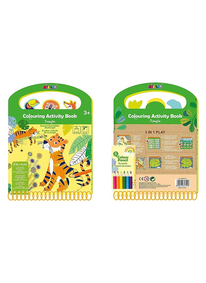 Avenir Coloring Activity Book Jungle on-the-go Coloring Activity Book for Endless Fun and Creativity, 3-in-1 Play Coloring, Games & Stickers Ideal Gift for Kids 3+  - Image 3