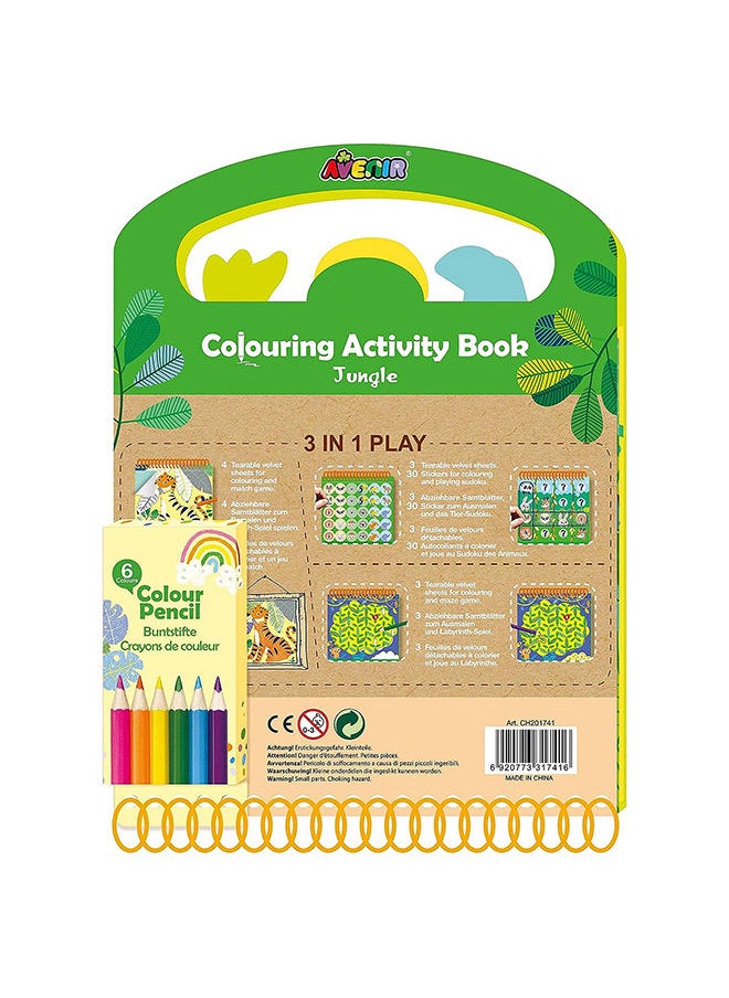 Avenir Coloring Activity Book Jungle on-the-go Coloring Activity Book for Endless Fun and Creativity, 3-in-1 Play Coloring, Games & Stickers Ideal Gift for Kids 3+  - Image 2