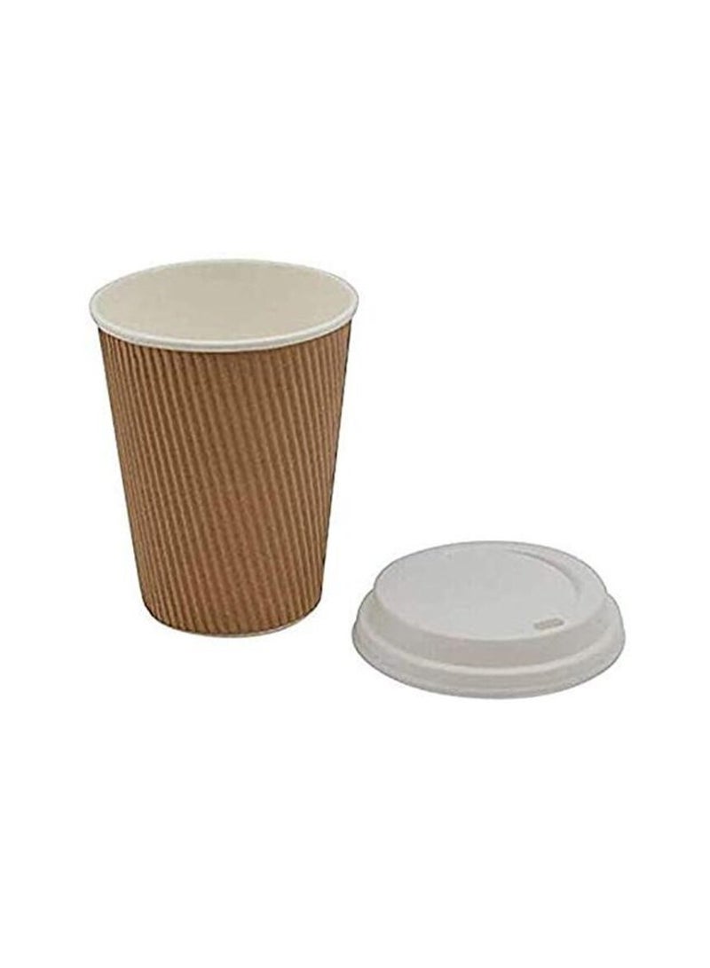 Marrkhor Disposable Paper Ripple Cups Disposable Coffee Tea Cups Disposable Hot Drink Cups + Lids (50Pcs) - Image 2