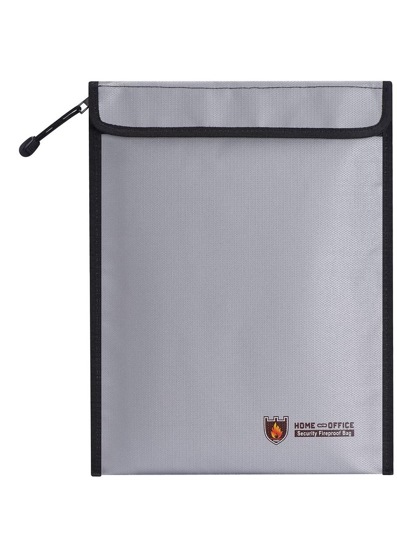KASTWAVE Fireproof Document Bag, Upgraded 15”x11” Waterproof and Fireproof Money Bag with Zipper, Fire Safe Storage for Cash A4 Legal Documents Valuables,Money,Jewelry,File and Tablet(Grey)  - Image 1