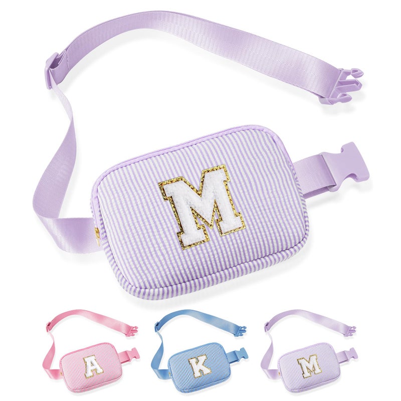 YOOLIFE Easter Gifts for Kid Girl Birthday Gifts - Initial Fanny Pack for Kids Purse, Sling Bag Crossbody Bag for Little Girls Belt Bags 2 3 4 5 6 7 8 Year Old Girl Purple M - Image 1