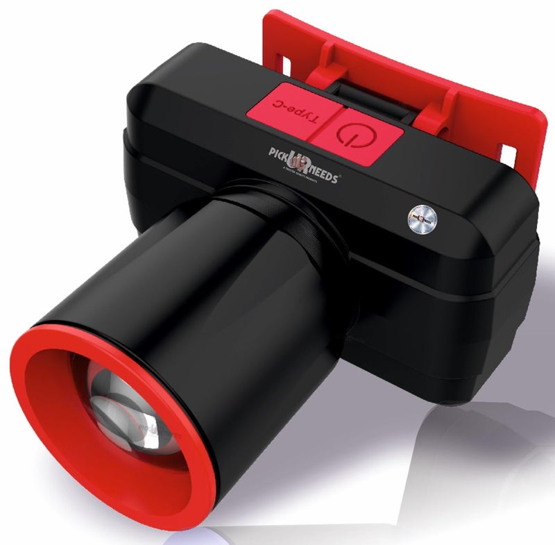 Pick Ur Needs Rechargeable Head Lamp with Zoomable 3 Mode LED 100W Laser 1200 mAh Battery 3 hrs Torch Emergency Light (Red) - Image 1