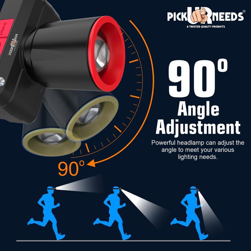 Pick Ur Needs Rechargeable Head Lamp with Zoomable 3 Mode LED 100W Laser 1200 mAh Battery 3 hrs Torch Emergency Light (Red) - Image 2