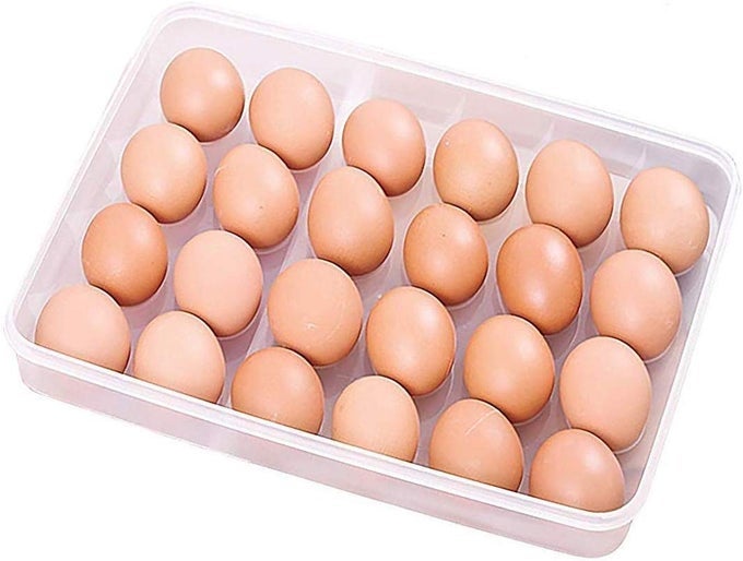 24 GRID EGG STORAGE BOX EGG REFRIGERATOR STORAGE TRAY STACKABLE PLASTIC EGG CONTAINERS FOR FRIDGE KITCHEN SIZE OF THE 24 EGG STORAGE BOX 1 PCS