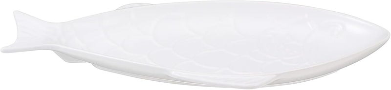 Cabilock Fish Shaped Dish Ceramic Dinner Plate Food Plate Dessert Appetizer Platter Snack Tray Server Fish Decor for Home Restaurant White - Image 2