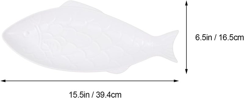 Cabilock Fish Shaped Dish Ceramic Dinner Plate Food Plate Dessert Appetizer Platter Snack Tray Server Fish Decor for Home Restaurant White - Image 4