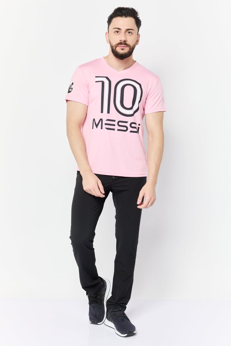 MESSI تي شيرت تدريب قصير الأكمام للرجال، رياضي، وردي - Image 3
