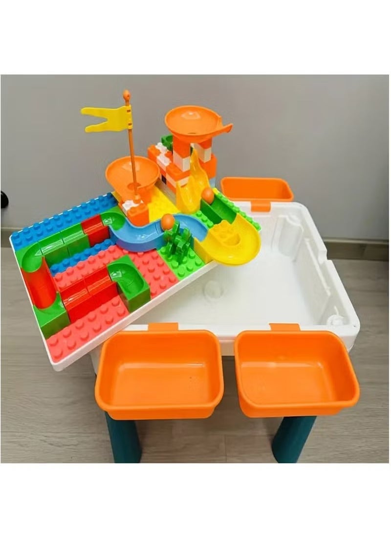 YelaJoy Multifunctional Large Particle Building Blocks Table and Chair Set for Kids - Educational Toy with Building Bricks - Ideal Early Learning Gift with Cute Rabbit Chair and Interactive Play Table  - Image 2
