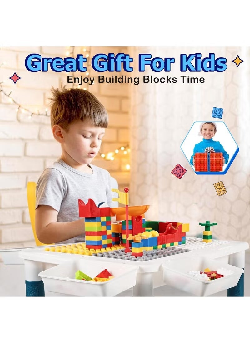 YelaJoy Multifunctional Large Particle Building Blocks Table and Chair Set for Kids - Educational Toy with Building Bricks - Ideal Early Learning Gift with Cute Rabbit Chair and Interactive Play Table  - Image 4