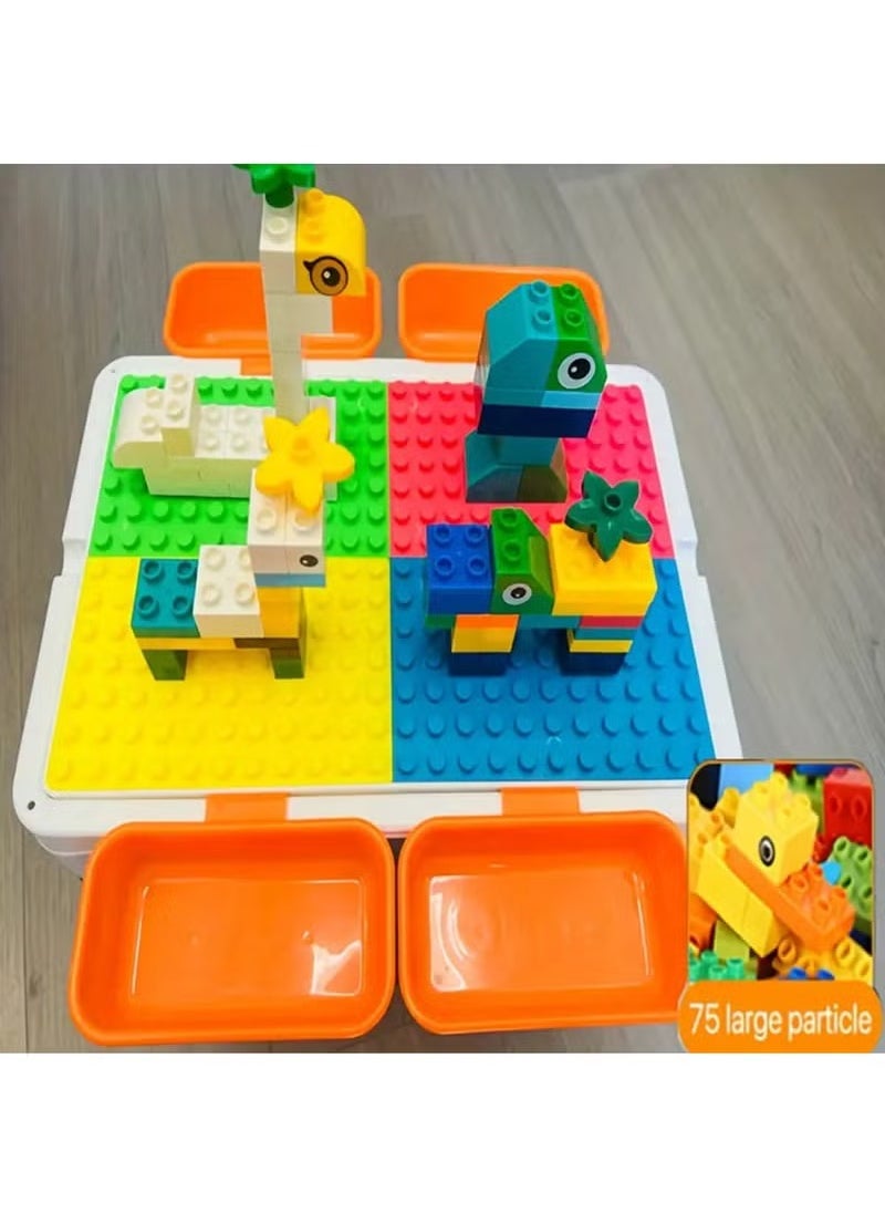 YelaJoy Multifunctional Large Particle Building Blocks Table and Chair Set for Kids - Educational Toy with Building Bricks - Ideal Early Learning Gift with Cute Rabbit Chair and Interactive Play Table  - Image 5