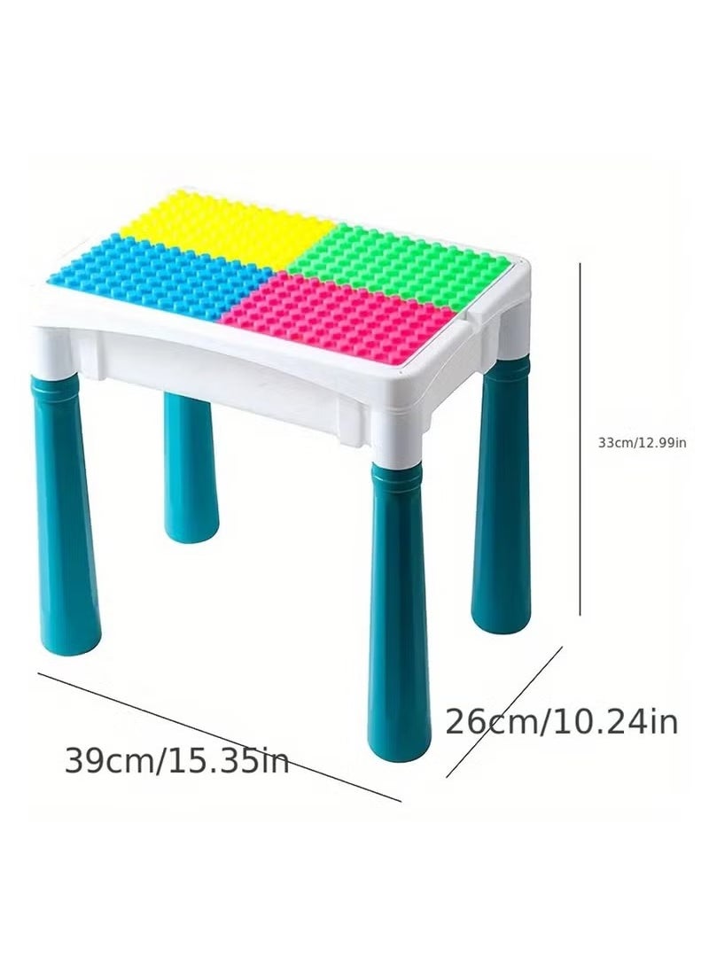 Multifunctional Large Particle Building Blocks Table and Chair Set for Kids - Educational Toy with Building Bricks - Ideal Early Learning Gift with Cute Rabbit Chair and Interactive Play Table