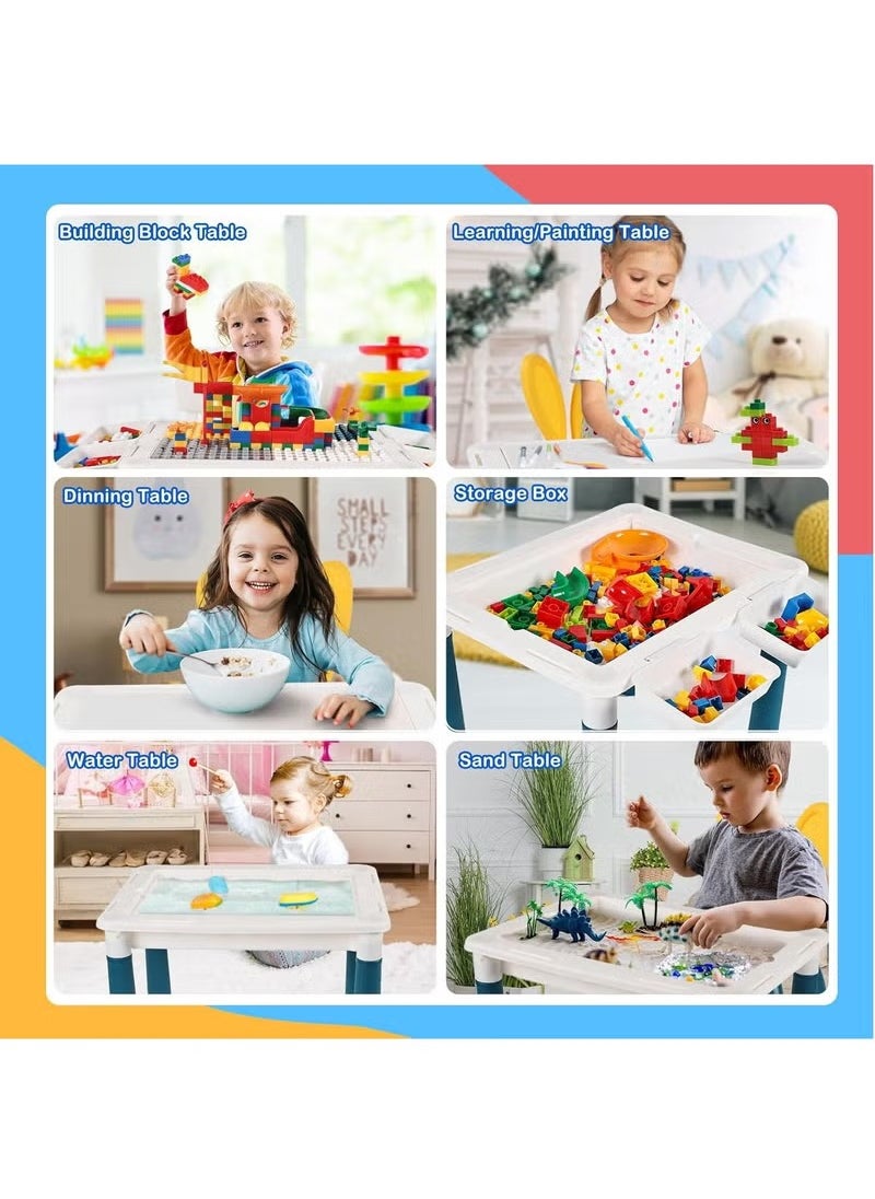 Multifunctional Large Particle Building Blocks Table and Chair Set for Kids - Educational Toy with Building Bricks - Ideal Early Learning Gift with Cute Rabbit Chair and Interactive Play Table