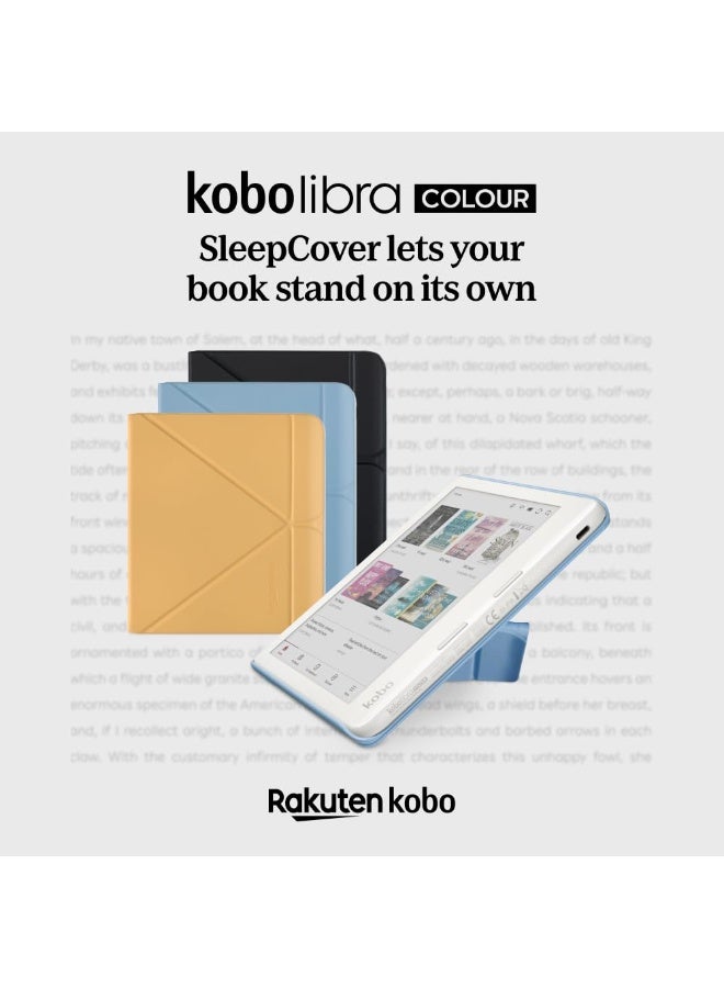 كوبو غلاف Kobo Libra Colour SleepCover | أزرق الغسق | تقنية السكون/الاستيقاظ | حامل مدمج ثنائي الاتجاه | جلد نباتي | متوافق مع قارئ الكتب الإلكترونية Kobo Libra Colour مقاس 7 بوصات - Image 5