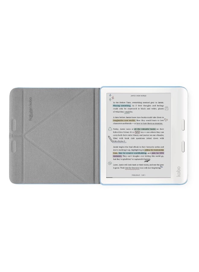 كوبو غلاف Kobo Libra Colour SleepCover | أزرق الغسق | تقنية السكون/الاستيقاظ | حامل مدمج ثنائي الاتجاه | جلد نباتي | متوافق مع قارئ الكتب الإلكترونية Kobo Libra Colour مقاس 7 بوصات - Image 2