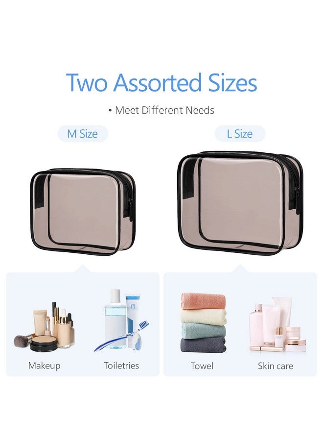 Packism Clear Makeup Bags Wellmade Clear Toiletry Bags For Traveling Waterresistant Tsa Approved Toiletry Bag With Zipper Holds Small Items For Organization Fit Travel Essentials Black Brown - Image 3