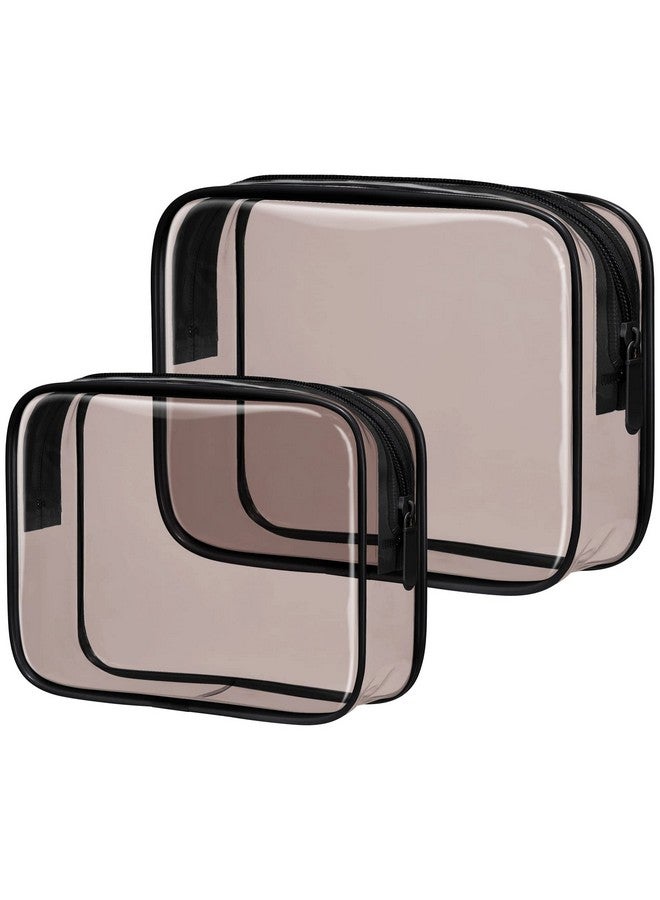 Packism Clear Makeup Bags Wellmade Clear Toiletry Bags For Traveling Waterresistant Tsa Approved Toiletry Bag With Zipper Holds Small Items For Organization Fit Travel Essentials Black Brown - Image 1