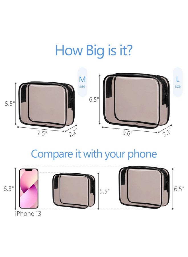 Packism Clear Makeup Bags Wellmade Clear Toiletry Bags For Traveling Waterresistant Tsa Approved Toiletry Bag With Zipper Holds Small Items For Organization Fit Travel Essentials Black Brown - Image 5