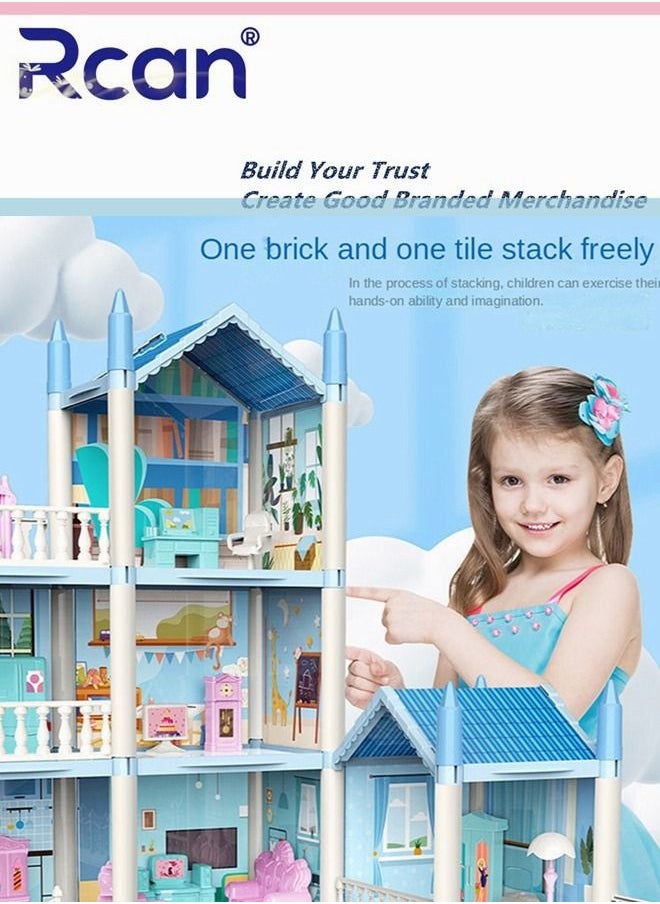 Princess Fantasy Castle House Kit, DIY Dollhouse, Hands Craft Miniature Model Craft Kit with LED House Furniture for Boys Girls Children Creative Birthday Gift, Blue - pzsku/Z57A359A6A318E60813BBZ/45/_/1661395356/66f0ce25-a713-4fef-984c-809d0fc0be70