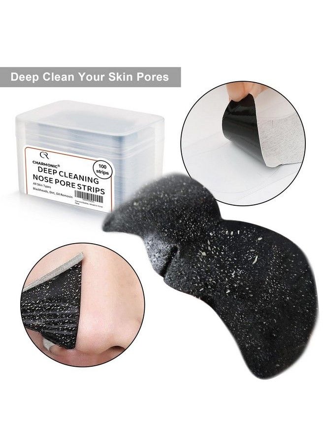 Charmonic Blackhead Remover Pore Strips 100 Pcs Black Head Remover For Face Charcoal Nose Strips For Blackheads Instant Pore Cleaner For Nose Area Face Oil Blackheads Whiteheads For Women  - Image 3