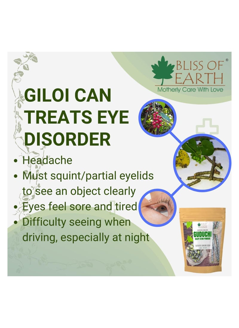 BLISS OF EARTH 453GM Organic Guduchi Powder For Diabetes, Giloy Powder Organic For Eating Immunity Building Pack of 3  - Image 4