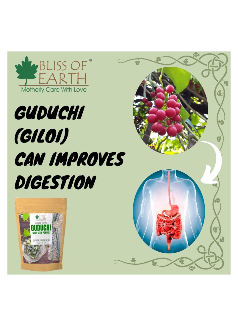 BLISS OF EARTH 453GM Organic Guduchi Powder For Diabetes, Giloy Powder Organic For Eating Immunity Building Pack of 3  - Image 5