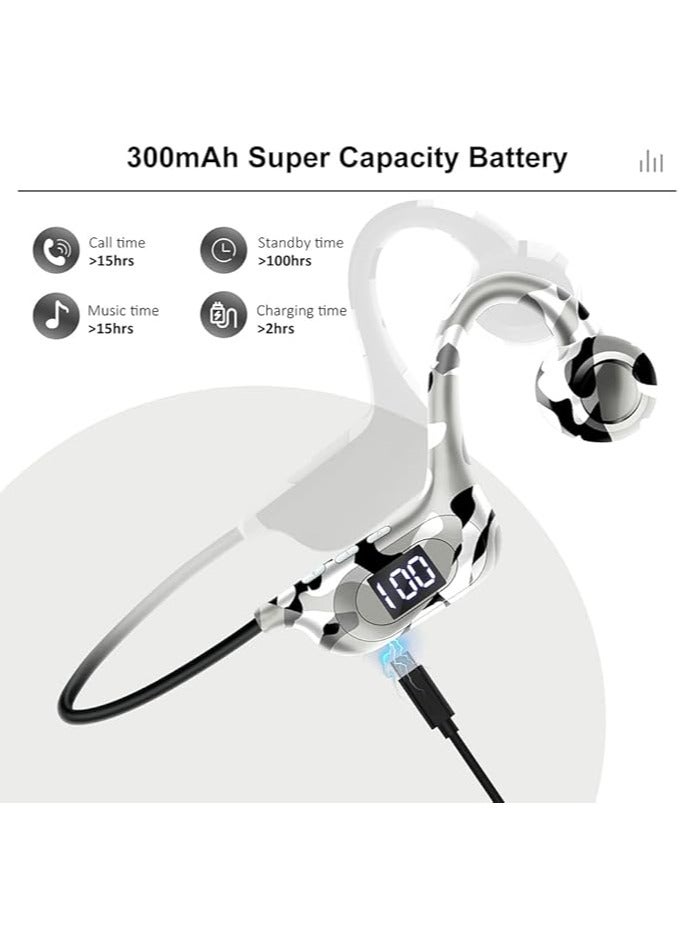 general Bone conduction bluetooth headset, air-conduction open ear headset with microphone, sports headset power display sweatproof headset, suitable for outdoor, running, cycling, driving, gym - Image 4