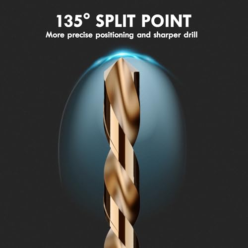 MACXCOIP Cobalt Left Hand Drill Bit Set, 13Pcs M35 High Speed Steel Jobber Length Drill Bit Kit for Hardened Metal, Stainless Steel, Cast Iron, Wood and Plastic, with Index Storage Case, 1/16"-1/4" - Image 3