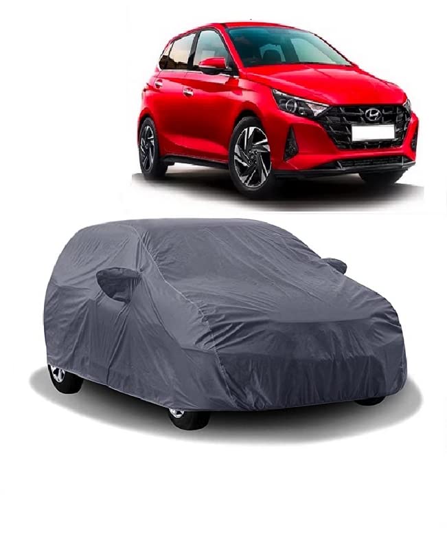 Carigiri Grey Car Body Cover for I20 (Triple Stitched,Mirror Pockets,UV Resistant,Dustproof)(Models-2020, 2021,2022) - Image 1
