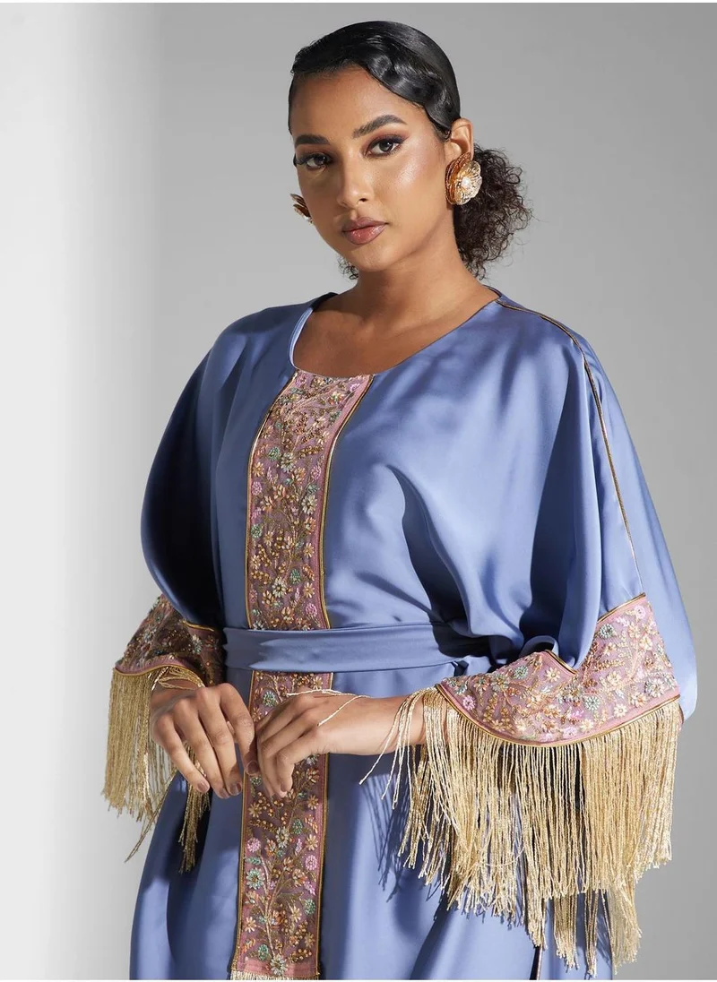 Yaser albik Fringe Embroidered Jalabiya