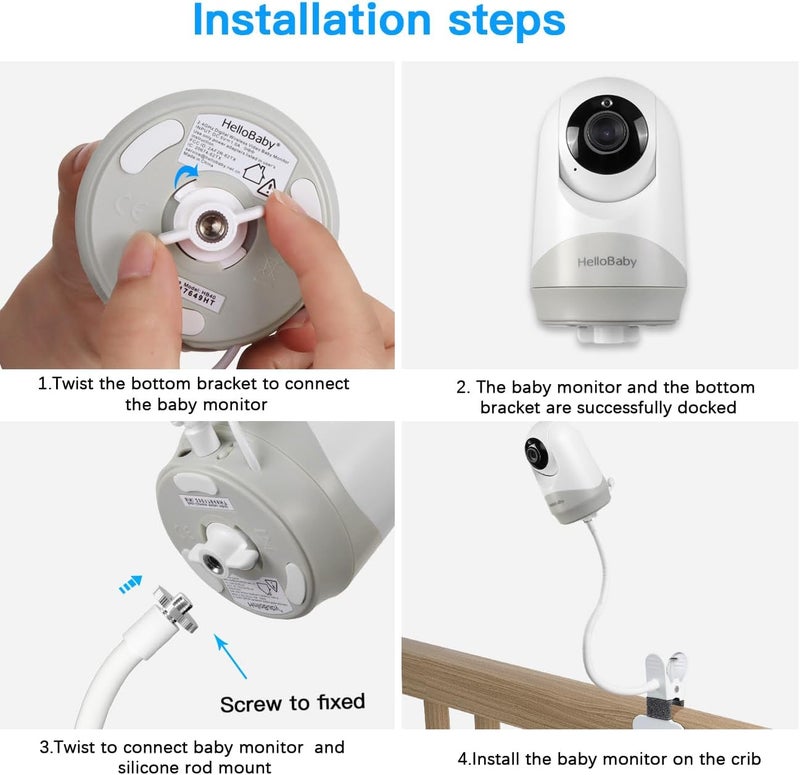 HOLACA Baby Monitor Mount Flexible Twist Stand for Hellobaby HB6550HB6558HB65HB66HB40HB248 and Blemil Baby BL90522JUAN2215 and VTimes302 Babymonitor Camera Other with 14Threaded HoleClipMount - Image 5