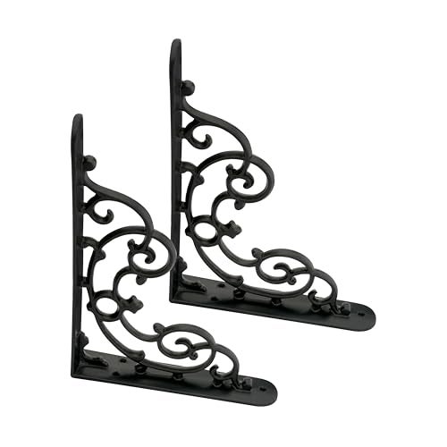 GHAR DWAR Metal Handcrafted Shelf Bracket for Floating Shelves L Angle Decorative Corner L Shaped Brace Joint Heavy Duty Wall Mounted Shelf Supporter Corner Brace Holder (Pack of 4, Black) - Image 4