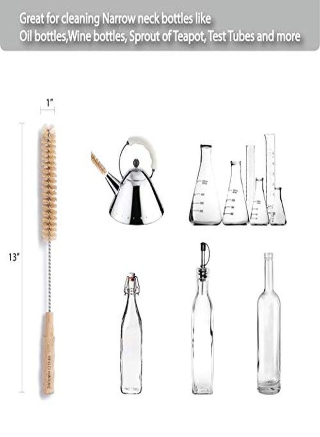 HELLO NATURE 4Pcs Long Handle Bottle Cleaning Brush Set by HELLO NATURE, Sustainable & Biodegradable Natural Fibre Bamboo Handle Brushes Zero-Waste & Plastic Free - Image 5