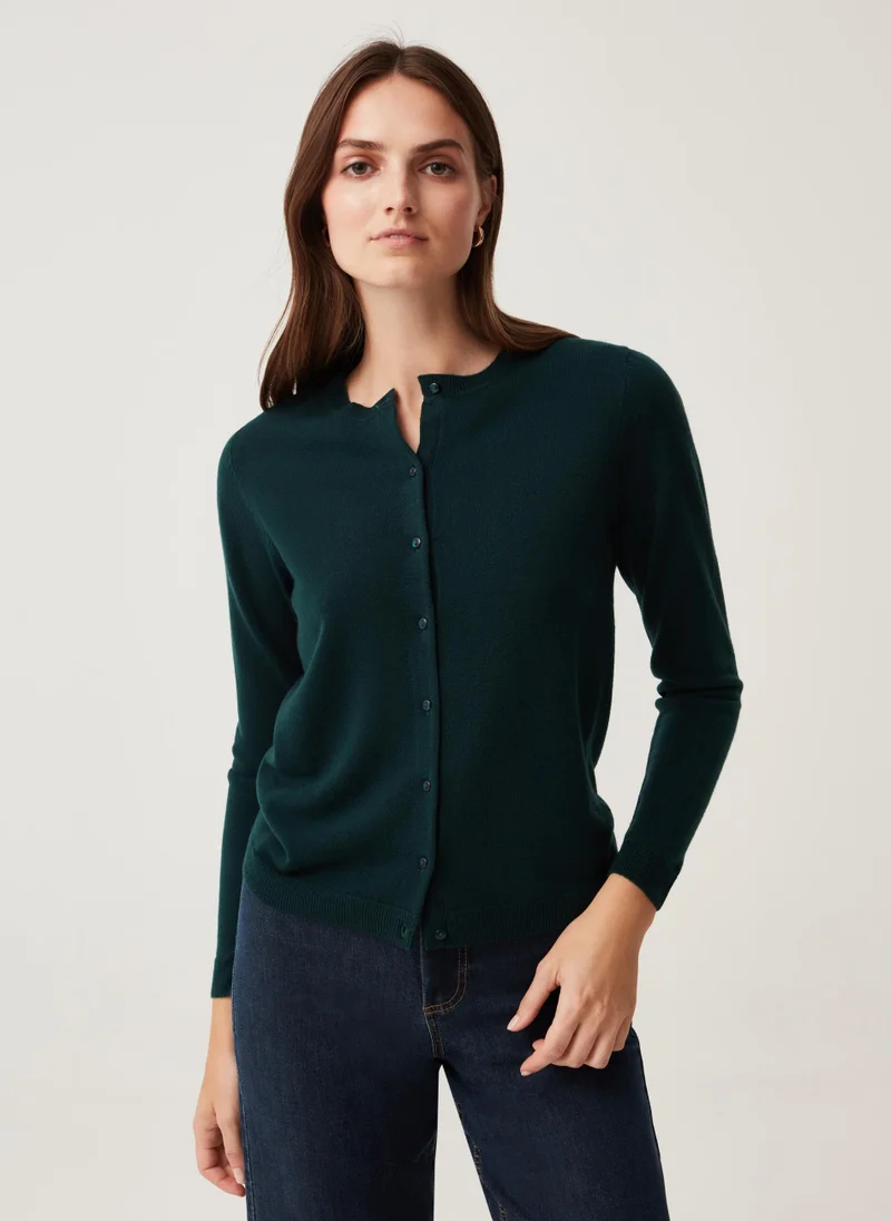 او في اس Ovs Womens Solid Colour Cardigan With Round Neck