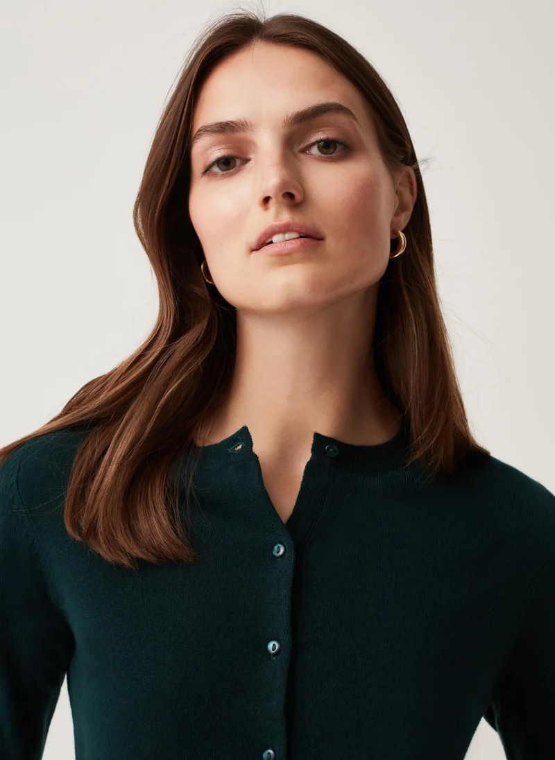 او في اس Ovs Womens Solid Colour Cardigan With Round Neck