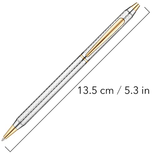 Unibene Slim Metallic Retractable Ballpoint Pens - Carved Chrome & Gold, Nice Gift for Business Office Students Teachers Wedding Christmas, Medium Point(1 mm) 6 Pack-Black ink - Image 3
