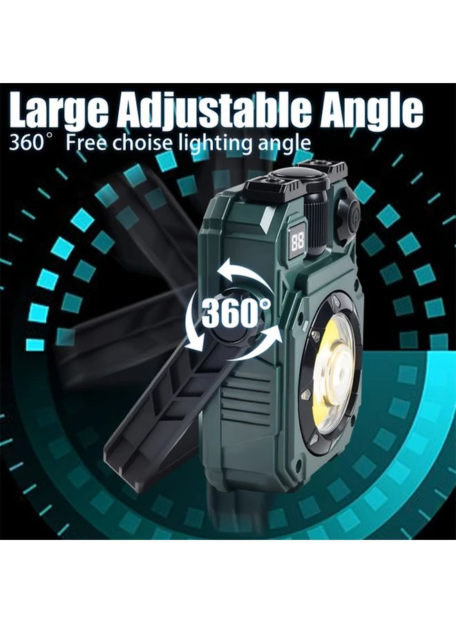 مصباح شمسي أخضر للعمل، قابل للشحن عبر USB، مع مغناطيس، وإضاءة قابلة للتعديل للتخييم - Image 5