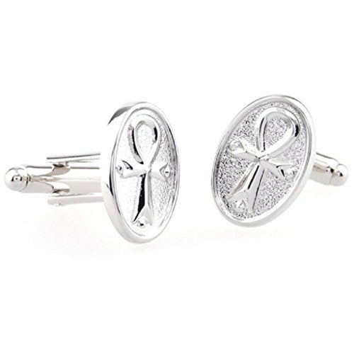 MRCUFF Ankh Cross Egyptian Egypt Cufflinks Pair in a Presentation Gift Box & Polishing Cloth - Image 2