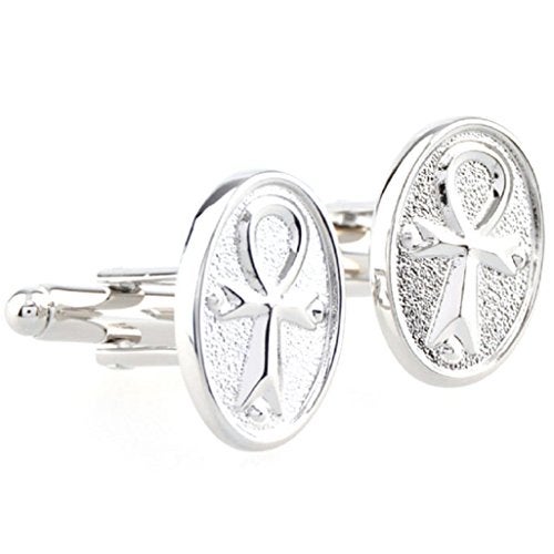 MRCUFF Ankh Cross Egyptian Egypt Cufflinks Pair in a Presentation Gift Box & Polishing Cloth - Image 1