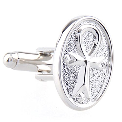 MRCUFF Ankh Cross Egyptian Egypt Cufflinks Pair in a Presentation Gift Box & Polishing Cloth - Image 3