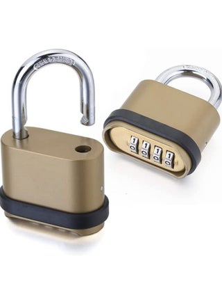 4 Digit Combination Lock, Heavy Duty Outdoor Security Keyless Locks Buckle Design Brass Finish Long Shackle Padlock, for Outdoor Use, Sheds, Locker, Gym, Gate, Mechanical Combination Lock - pzsku/Z57A3BB8409955F31AA32Z/45/_/1722183195/7fed25a1-9540-4fb0-bf61-3db0c2c44436