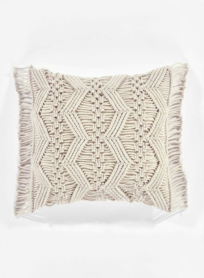 Lush Decor Studio Chevron Macrame Decorative Throw Pillow Cover, 20" W x 13" L, Neutral - Rectangle Pillow Cover - Throw Pillows For Bed, Couch, Or Chair - Image 1