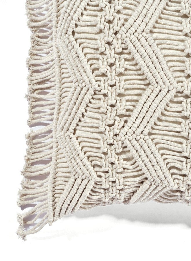 Lush Decor Studio Chevron Macrame Decorative Throw Pillow Cover, 20" W x 13" L, Neutral - Rectangle Pillow Cover - Throw Pillows For Bed, Couch, Or Chair - Image 2