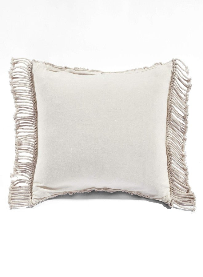 Lush Decor Studio Chevron Macrame Decorative Throw Pillow Cover, 20" W x 13" L, Neutral - Rectangle Pillow Cover - Throw Pillows For Bed, Couch, Or Chair - Image 3