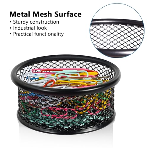 DANRONG Paper Clip Holder for Desk, Paper Clip Holders, Mesh Paperclip Holders Metal Paper Clips Dispenser Organizer for Desk Binder Clip Holder Container for Home Office School, Black 4 Pack - Image 2