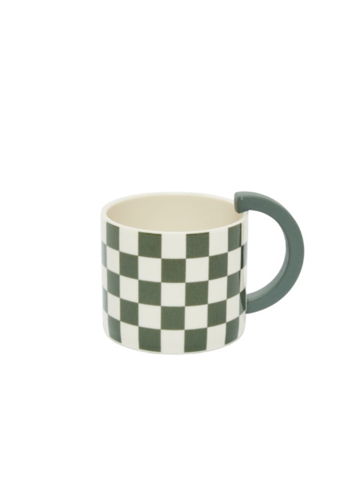 Prickly Pear Dark Green Racer Check Mug - Image 1