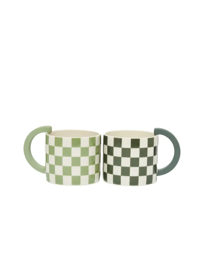 Prickly Pear Grey Racer Check Mug