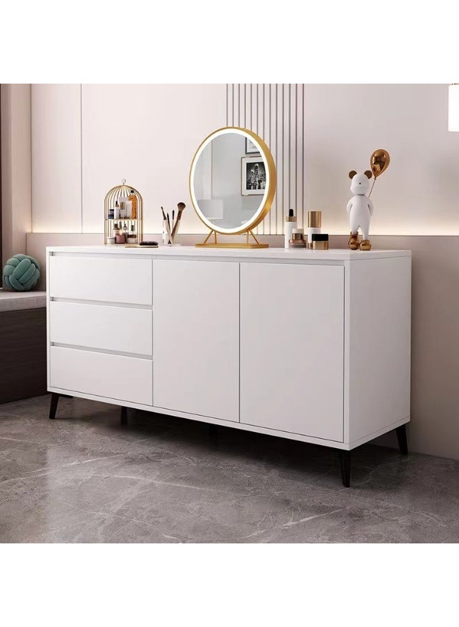 خزانة بوفيه جانبية، بابان و 3 أدراج، ركن لطاولة القهوة، طاولة تلفزيون، طاولة تزيين، خزانة تخزين خشبية للمطبخ، غرفة المعيشة، غرفة الطعام، غرفة النوم، أرجل معدنية، لون أبيض، DSG044 - Image 4