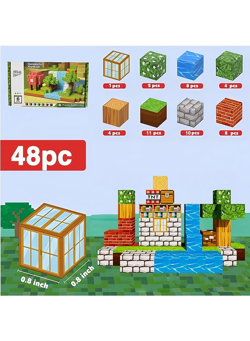 Topyich 48PCS Magnetic Building Blocks, Magnetic Cubes STEM Educational Toy for Kids, Creative Construction Toy for Boys & Girls 3+ - Image 3